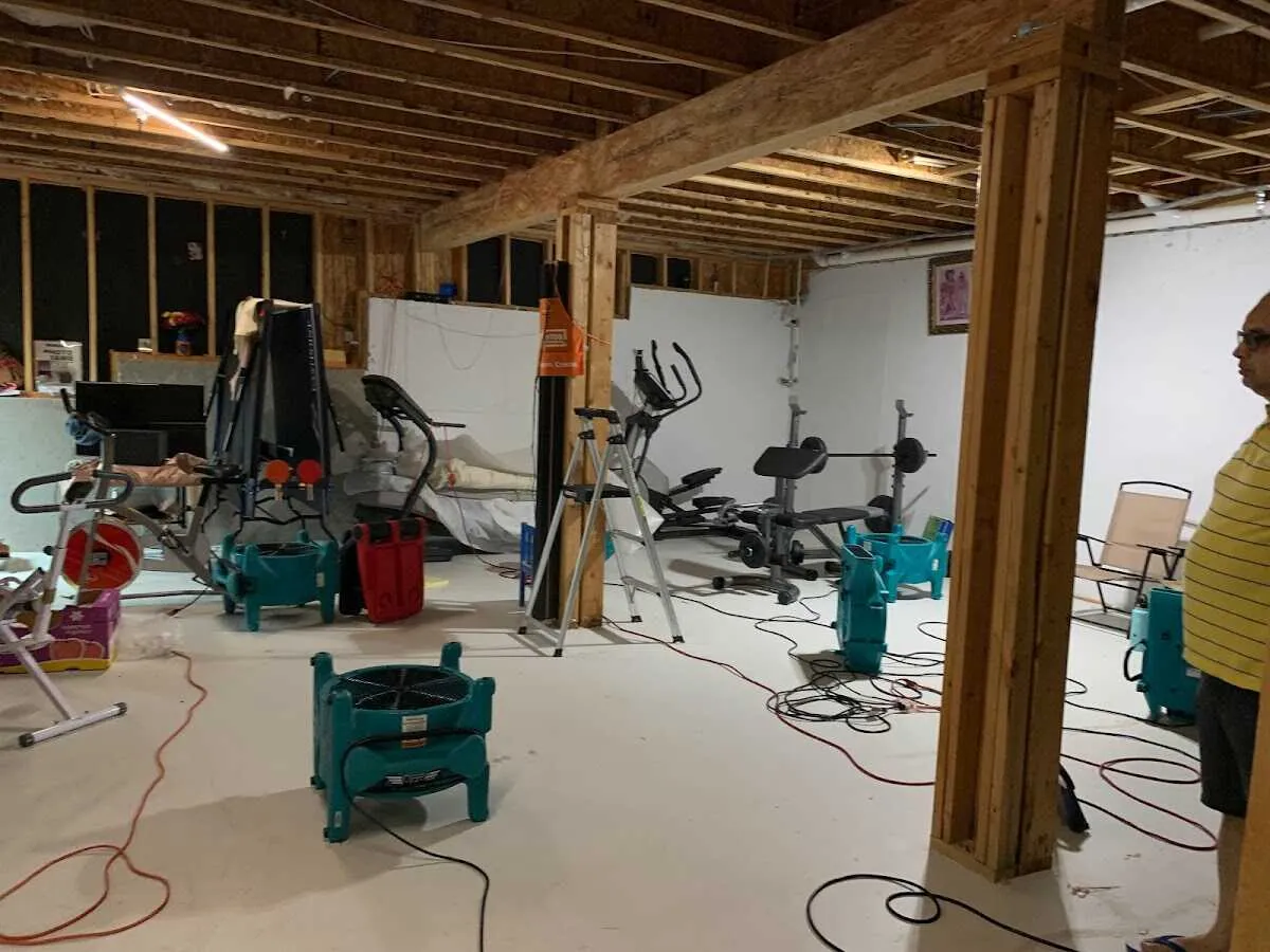 Basement drying equipment setup for Structural Drying in Sodus